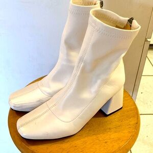 White zip up booties